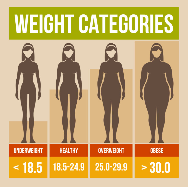 Body mass index retro infographics poster. illustration.